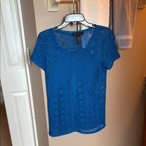 Blue Short Sleeve Women's Top